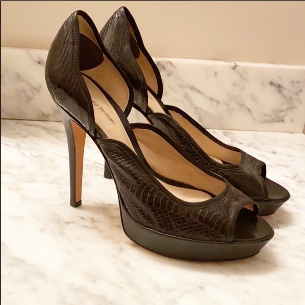 Alexandre Birman Black Peep Toe Stilletos
